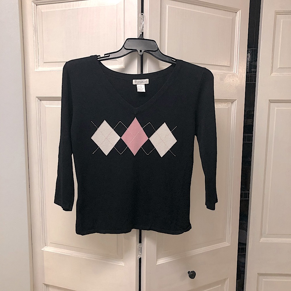 Poppy black sweater with argyle pattern -size L